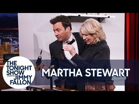Martha Stewart and Jimmy Build a Shelf in 60 Seconds in a Double Tool Belt Challenge