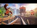 DONKEY KONG! Barrel Launch Mine Coaster! Jumps Tracks and Flies! (POV, Front Seat)