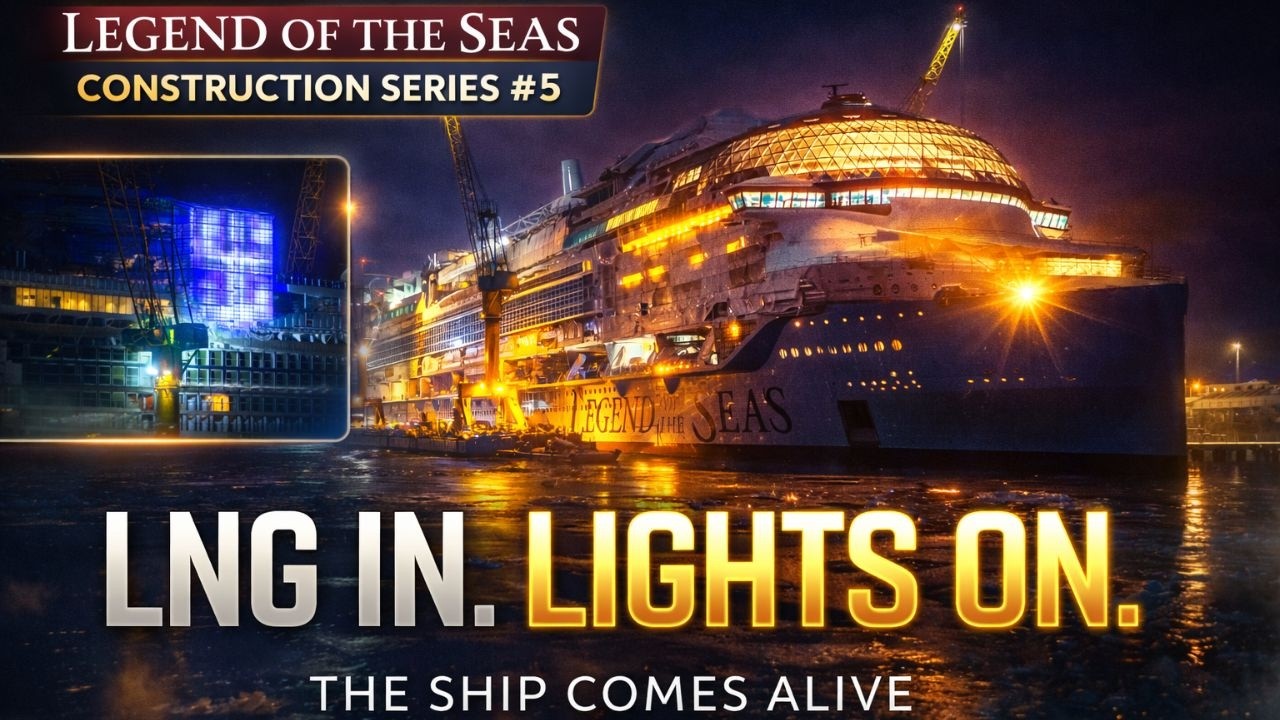 Legend of the Seas Construction Series #5 - LNG In, Lights On – The Ship Is Starting to Come Alive