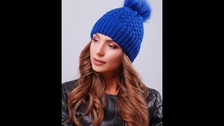 Шапка спицами плетенка с отворотом