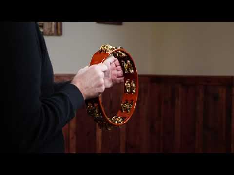 Meinl Percussion TA2B-AB Traditional 10-Inch Wood Tambourine with Double Row Brass Jingles image 6
