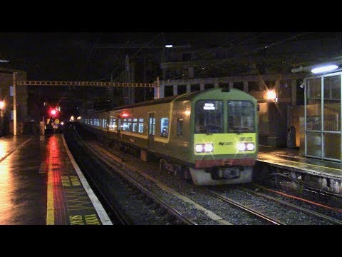Dart 8500 / 8510 class EMU (8606 & 8612) arrive & depart Tara Street, Dublin
