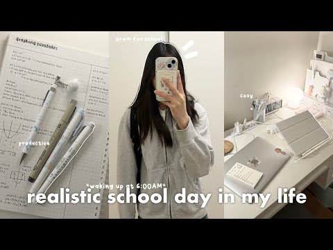 6AM realistic school day in my life: productive, grwm for school, cozy, studying