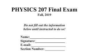 TAMU PHYS 207 Final Exam 2019 Solutions