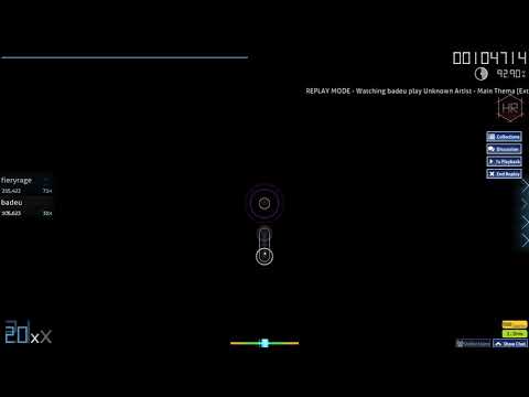 badeu | Unknown Artist - Main Thema [Extra] +HR 92.41% 110x/253x 10miss A-rank | CS10 7.7* qualified