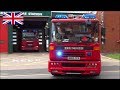 Two Dennis Sabre Fire Engines Responding With AIR HORN Siren And Lights