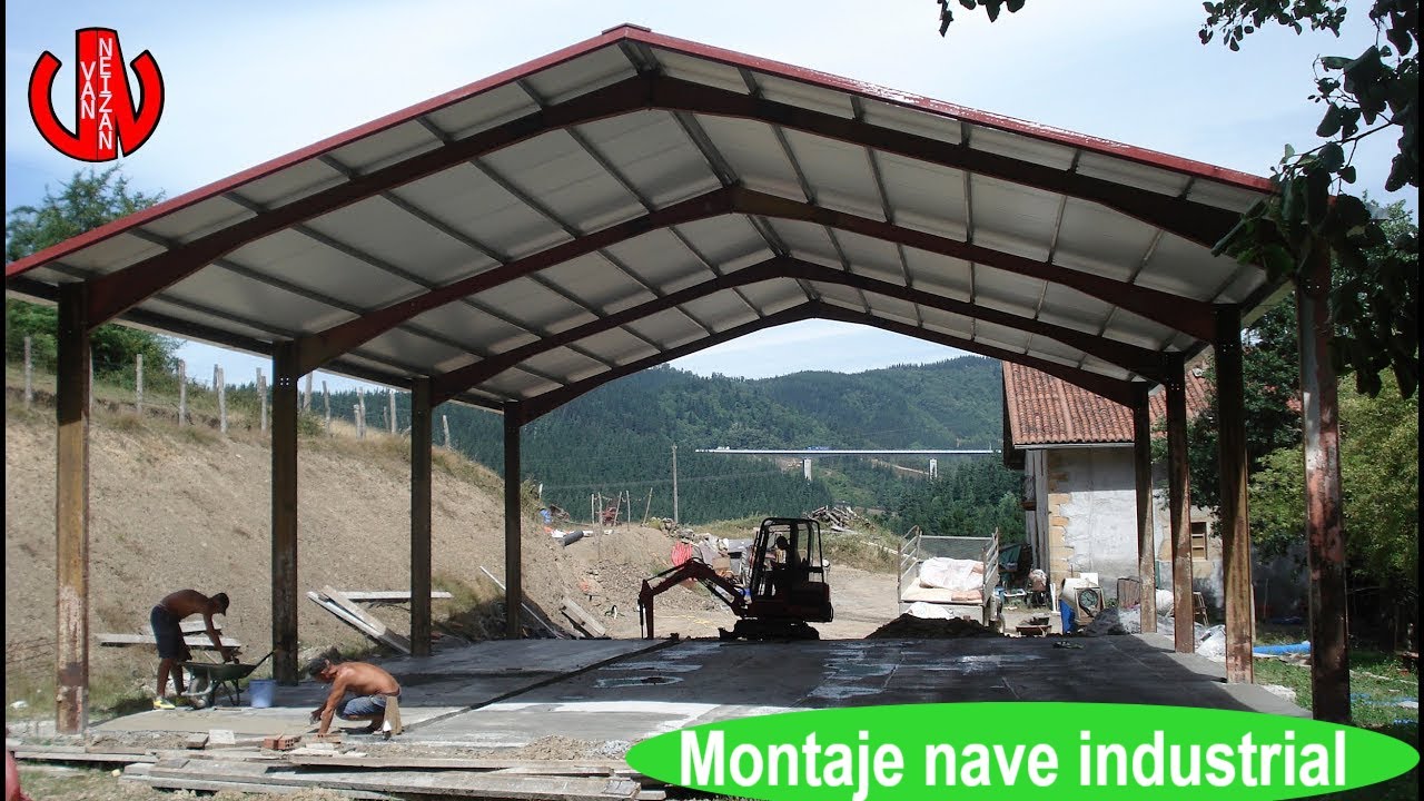 Nave industrial🏡Tejado panel sandwich-estructura metalica.Cobertizo metalico-exterior.Almacen metal