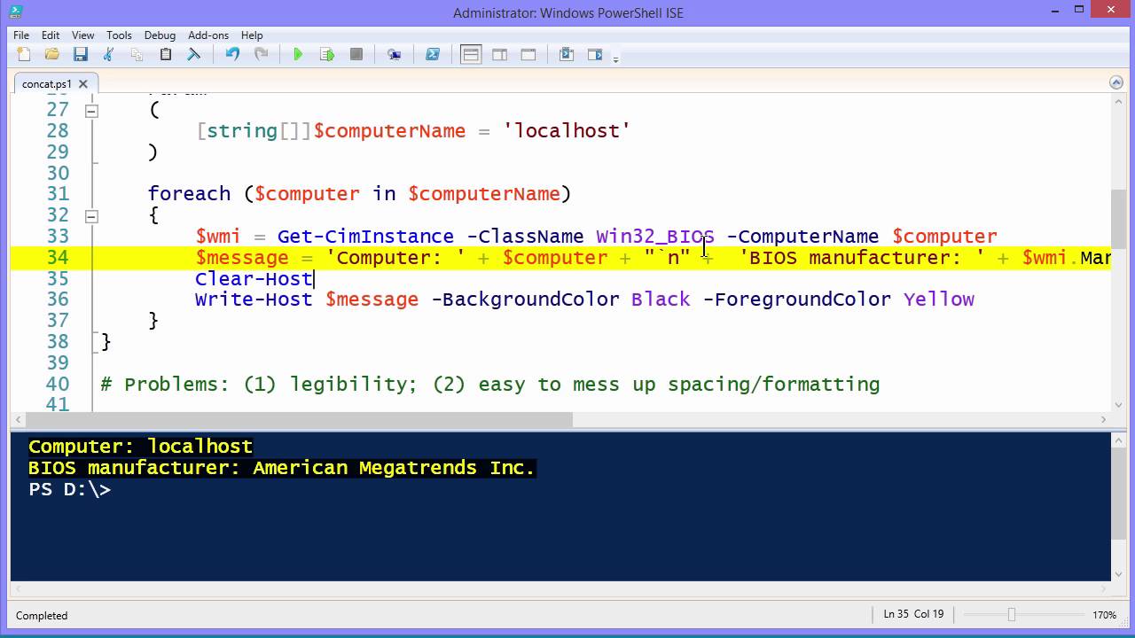 Windows PowerShell Gotcha - Don't Concatenate Strings