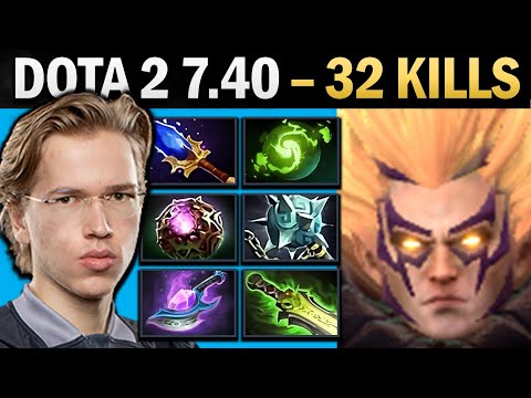 Invoker Pro with 32 Kills and 1000 GPM - Dota 2 7.41