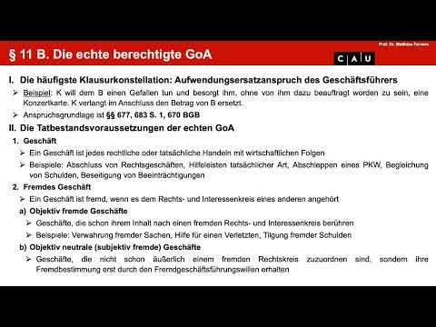 Examenskurs Schuldrecht BT – Folge 22 (GoA: Echte berechtigte und unberechtigte GoA)