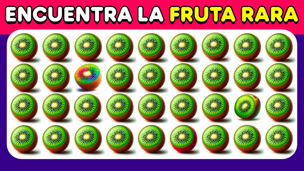 Encuentra la FRUTA DIFERENTE 🍌🥥🥝| Fácil, Medio, Difícil