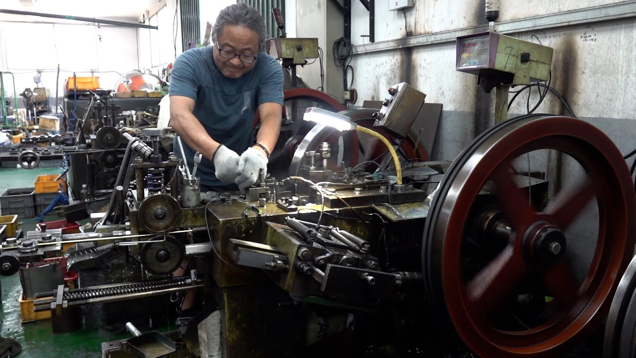 Process of Mass Producing Rivets and Screws in an Old Factory in Korea.