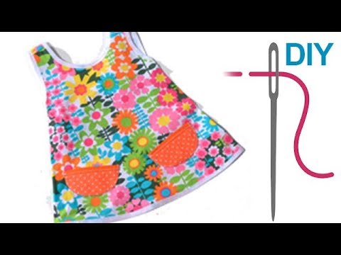 Sewing patch pockets on a dress for beginners – learn to sew with decorative fabric