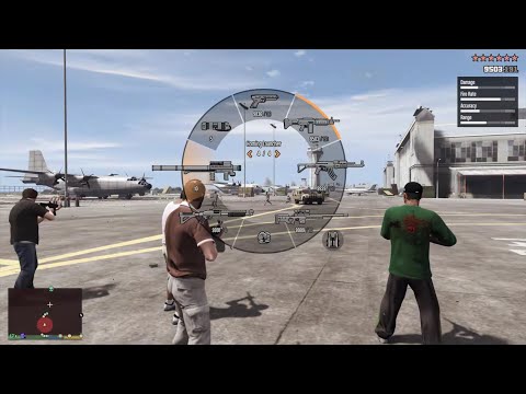 GTA 5 - Trevor, Michael, Franklin & Lamar vs Military Base Rampage + Ten Star Escape