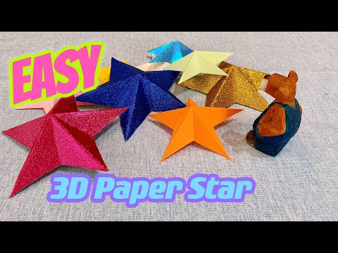 How to make an origami easy 3D star/Easy paper 1 cut 3D star tutorial#handmade #easy