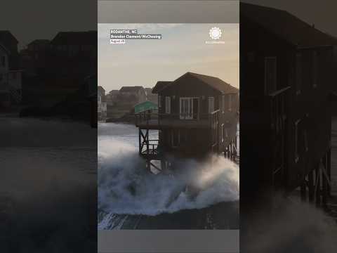 Hurricane Erin's Waves Slam into Outer Banks Homes