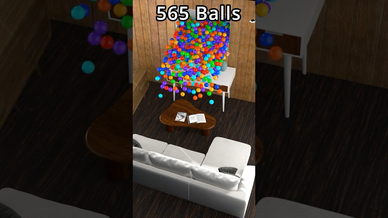 Intense living room simulation with up to 10k balls 🔥 #blenderanimation #3danimation #blender3d