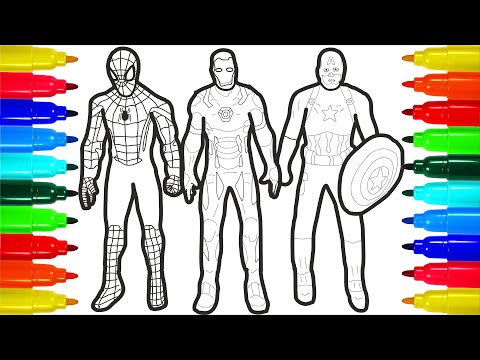 Iron Man Spiderman Batman Superman Captain America Thor superheroes coloring page