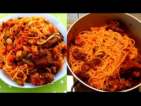 The EASIEST/TASTIEST Jollof Spaghetti Recipe - READY IN 30 MINUTES - VIVIENNE CUISINES