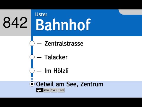VZO Ansagen » 842 Uster, Bahnhof — Oetwil am See, Zentrum | SLBahnen