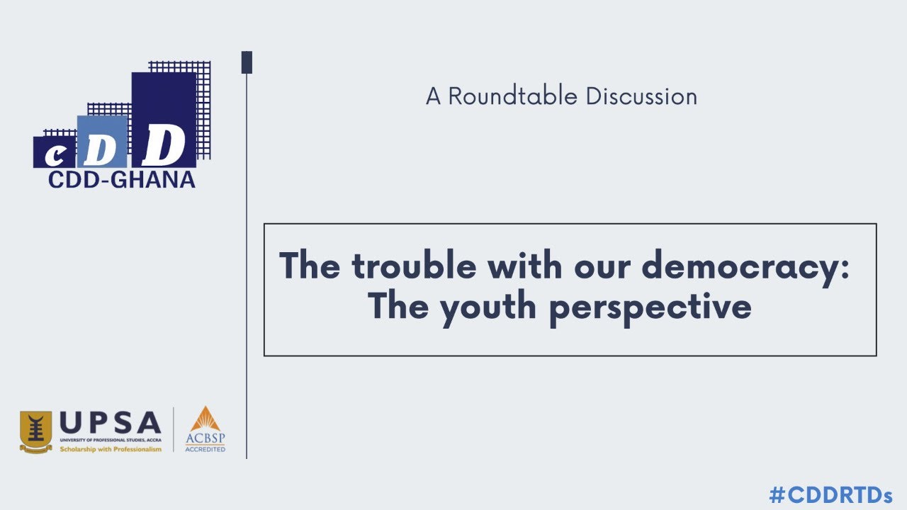 Join us today: #CDDRTD on 'The trouble with our democracy: The youth perspective'.