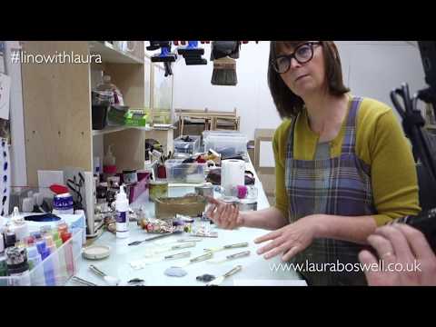 Multi block Lino Print with Laura: Episode 17 Using extender for lively grey shades
