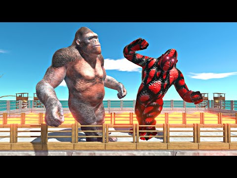 Mutant Primates vs Eczema Itself on Small Lava Bridge - Animal Revolt Battle Simulator