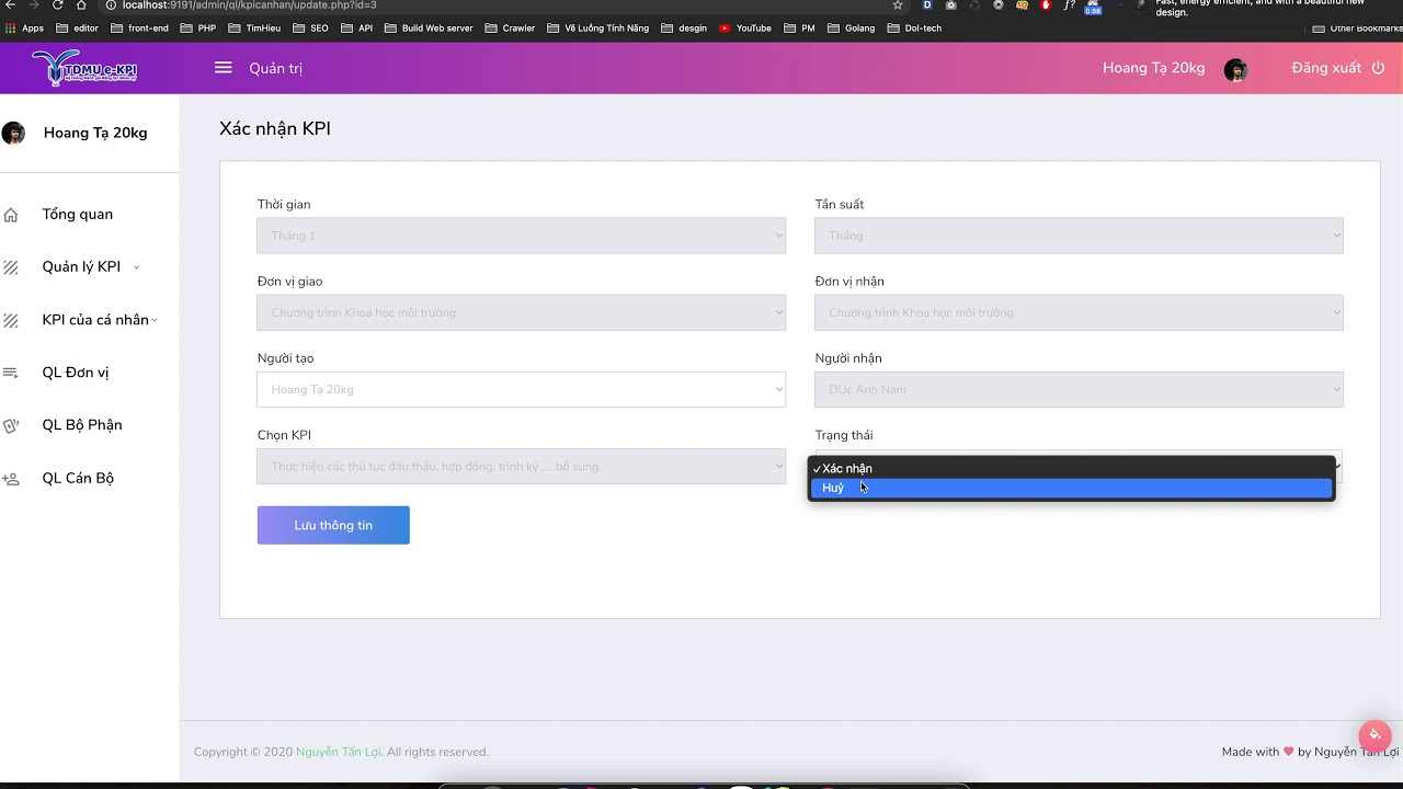 Đồ án tôt nghiệp - Quản lý KPI - Nhận KPI.