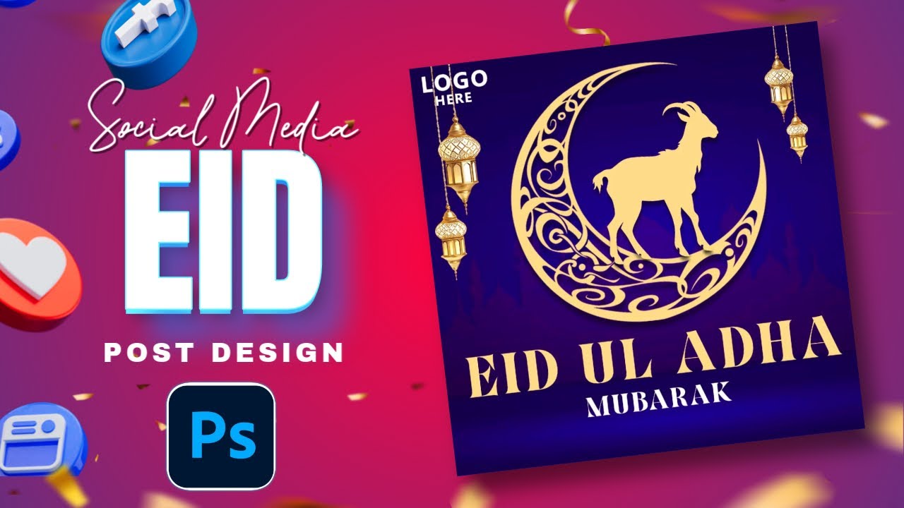 Eid ul Adha Post Design in Photoshop | Viral Eid Design Tutorial 2025 | Imaginary Design Hub