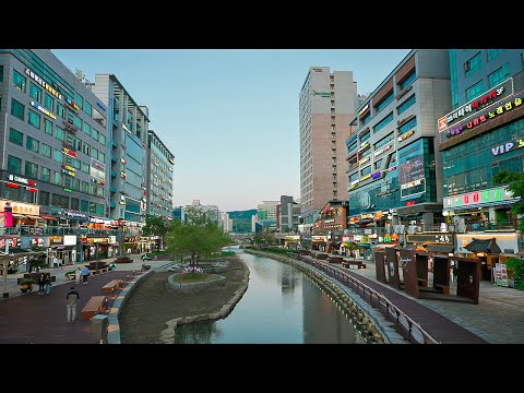 [4K HDR] Caminhada noturna em Incheon Cheongna International City Tour Korea Ambience Sounds
