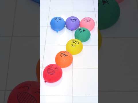 Colorful Emoji Number 7 🔴🟠🟡🟢🔵🟣 Water Balloon Orbeez Popping #funny #poppballons #satisfying #asmr