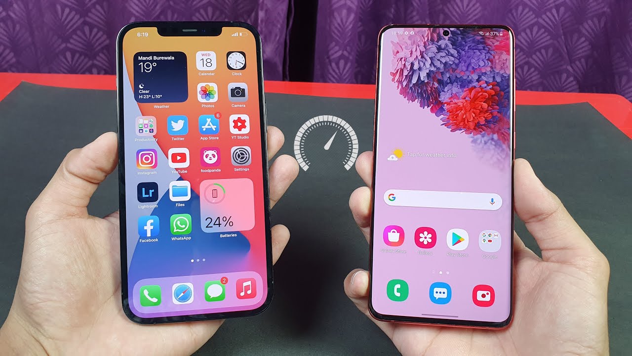 iPhone 12 Pro Max vs Samsung Galaxy S20 Plus -  Speed Test!