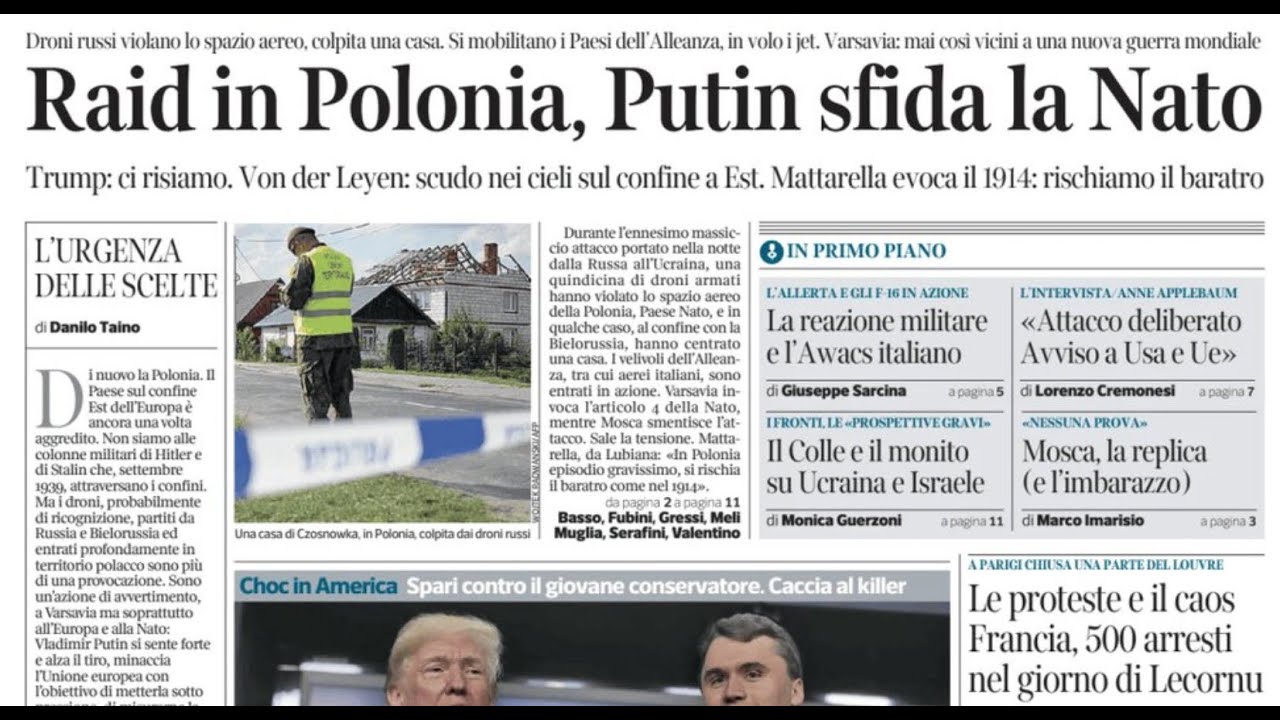 RASSEGNA STAMPA 11 SETTEMBRE 2025 QUOTIDIANI NAZIONALI ITALIANI  PRIME PAGINE DEI GIORNALI DI OGGI
