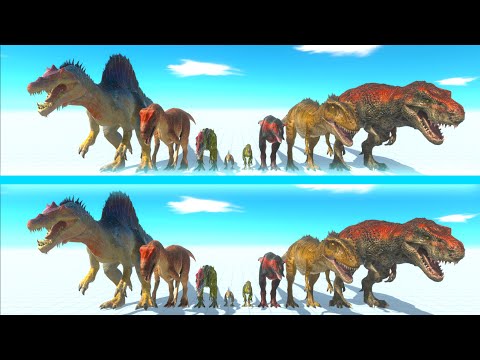 NEW CARNIVORE DINOSAURS Team vs NEW CARNIVORE DINOSAURS Team - Animal Revolt Battle Simulator ARBS