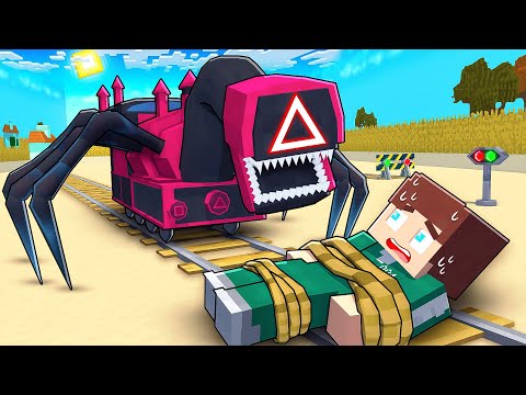 JJ vs Cursed SQUID GAME Train - Maizen Minecraft Animation