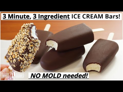 3 Minute, 3 Ingredient CHOCOLATE ICE CREAM Bars! No mould required! Easy Ice Cream Recipe !