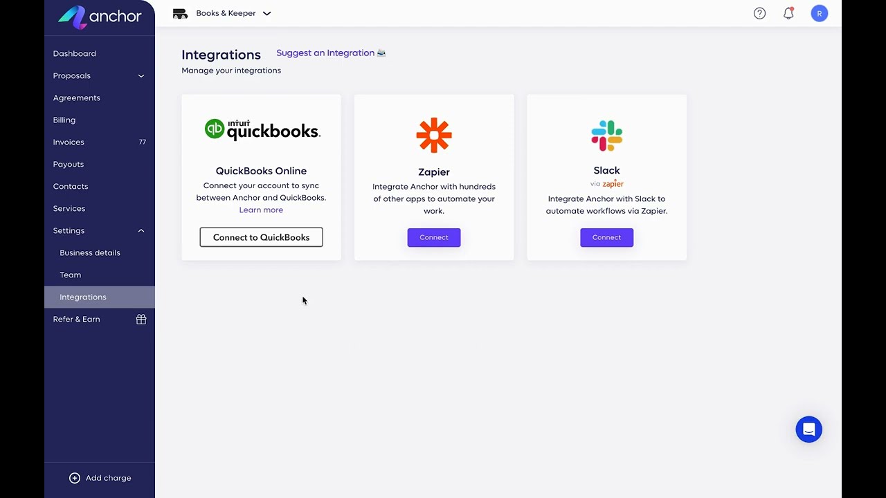 Integrating QuickBooks Online with Anchor