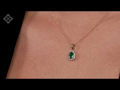 Emerald 0.80CT And Diamond 18K Yellow Gold Pendant - FER27 G