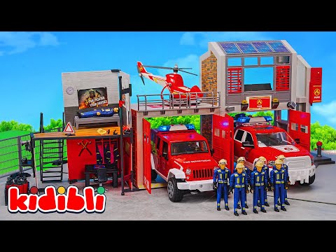 Toy Fire Truck Rescue Mission 🚒 Firefighters Save the Day at Fire Station | Toys for Kids | Kidibli