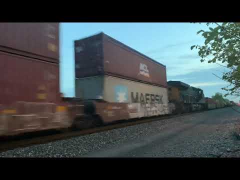 CSX intermodal train at night