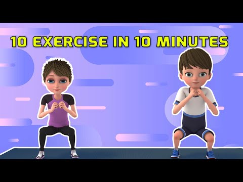10 EXERCISES IN 10 MINUTES – AEROBIC FULL BODY KIDS WORKOUT | Kids Exercise