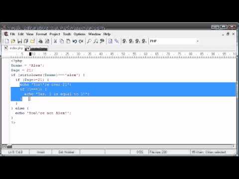 Beginner PHP Tutorial 8 Indentation