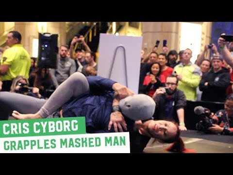 UFC 222 Open Workouts: Cris Cyborg accosted by masked UFC Hall of Famer