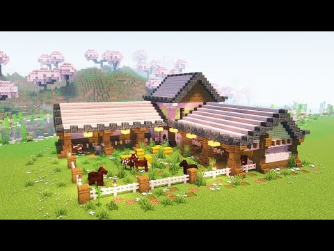 Enchanted.Architecture - How to build Cherry Blossom Horse Stables - Minecraft tutorial