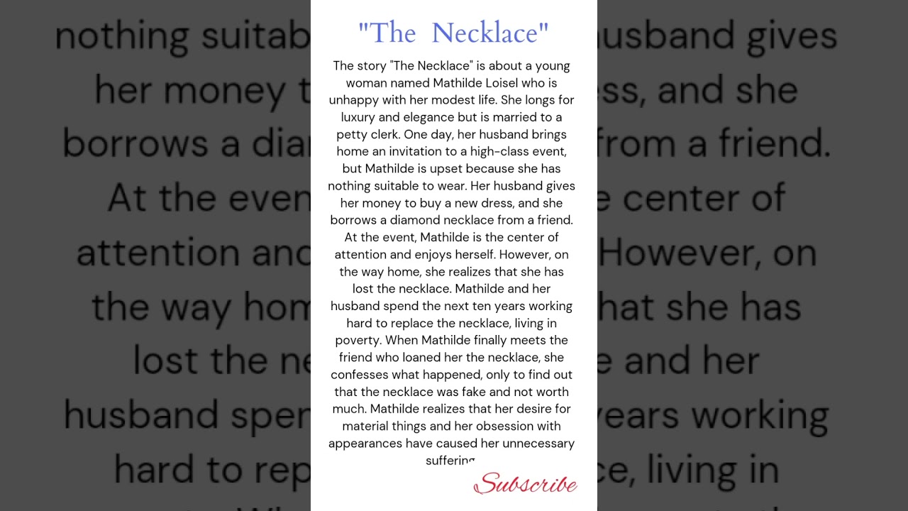 The Necklace-Cbse English Class 10 | Chapter Summary of Footprint Without Foot Book |