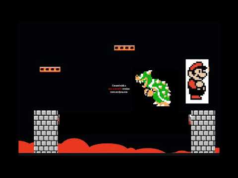 Mario Pulls An Axe to Bowser fall into A Lava.