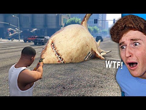 i found the MEGALODON in the CITY of GTA 5.. (GTA 5 Mods)
