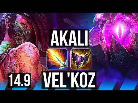 AKALI vs VEL'KOZ (MID) | 7/1/6, 1700+ games, Dominating | KR Master | 14.9