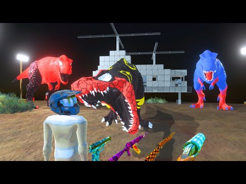 FPS Avatar ESCAPE WITH HELI FROM CREEPY ANIMALS & TREX! - Animal Revolt Battle Simulator