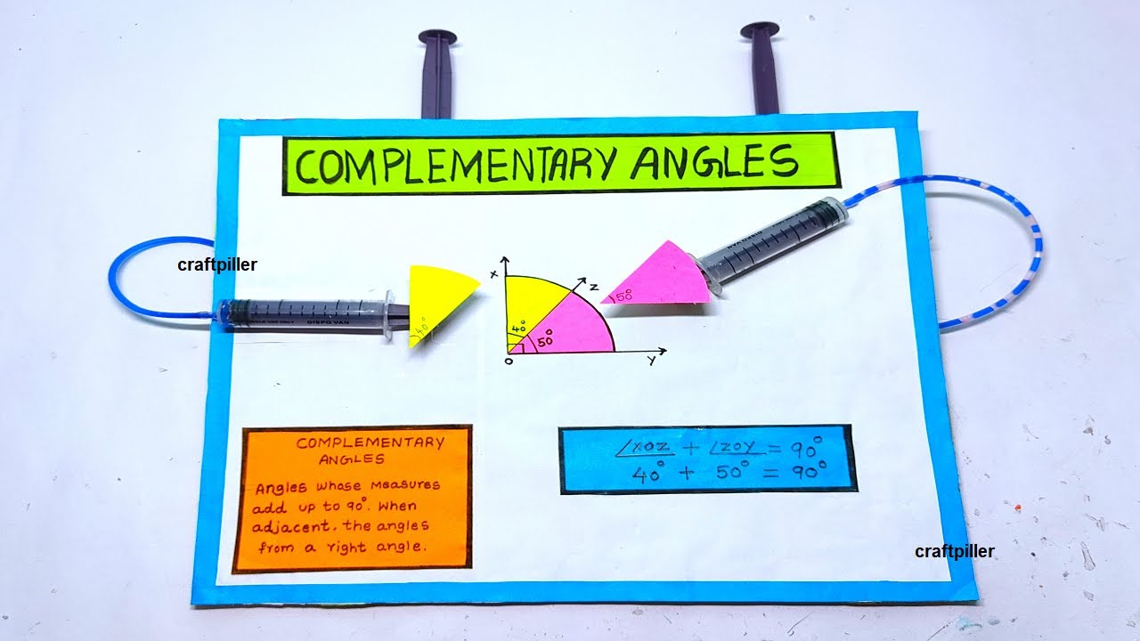 complementary angles working model - maths tlm - diy - simple and easy - maths project | craftpiller